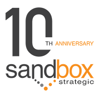Sandbox Stategic 10 year anniversary logo